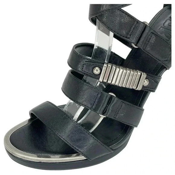 DKNY Deb Black Strappy Faux Leather Womens Heels Size 10M - Picture 7 of 16